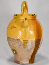 Large French water jug gargoulette with yellow-orange glaze 17¾"