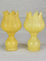 Pair of vintage alabaster flower lamps 9½"