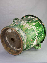 19th century French planter from Castelnaudary with green glaze four handles