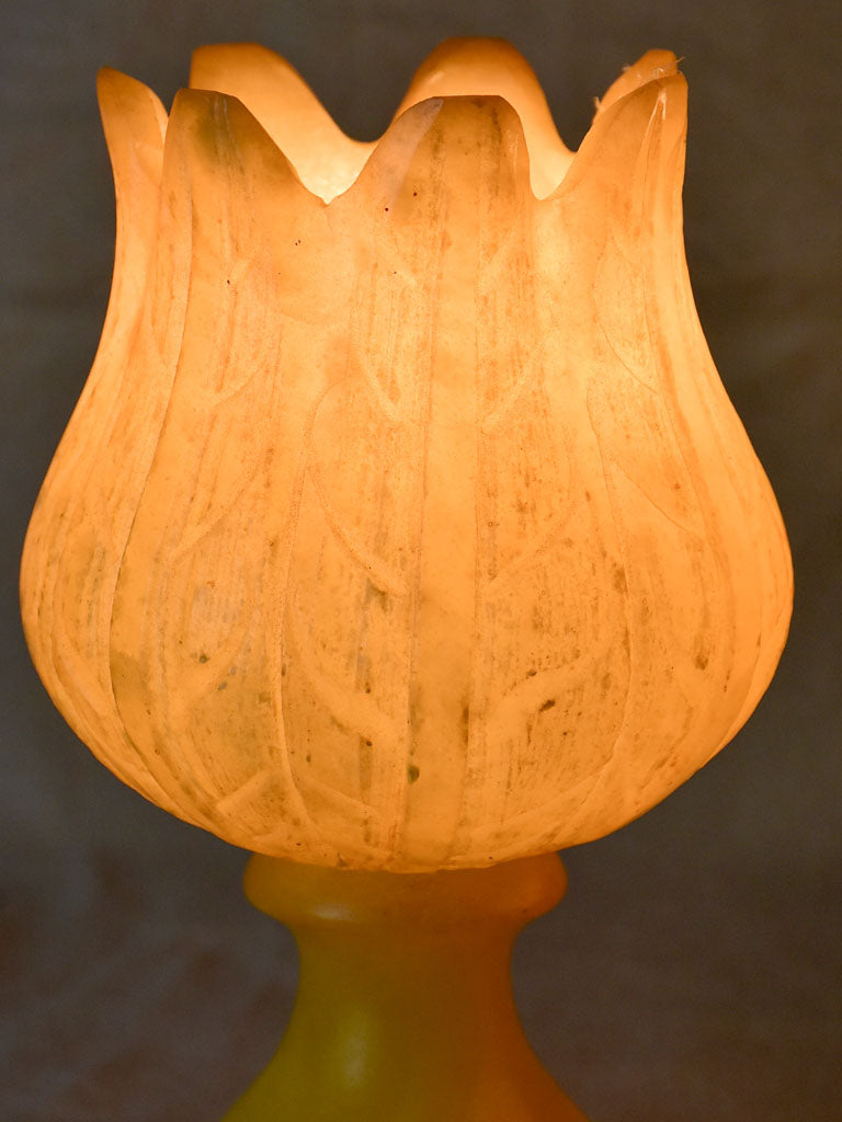 Pair of vintage alabaster flower lamps 9½"