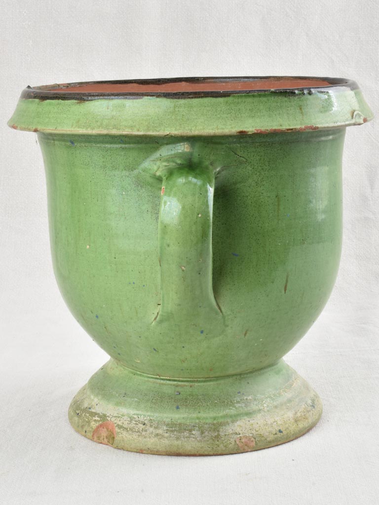 Vintage pea-green Castelnaudary planter pot