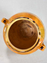 Antique French confit pot with yellow / ochre glaze 11"