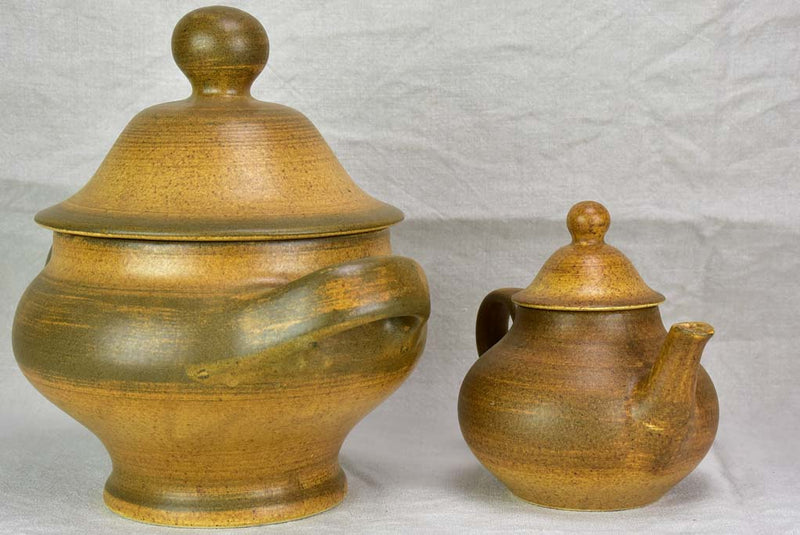 1970's oversized handle ceramic teapot