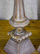 Pair of artisan-made candlesticks from salvaged materials