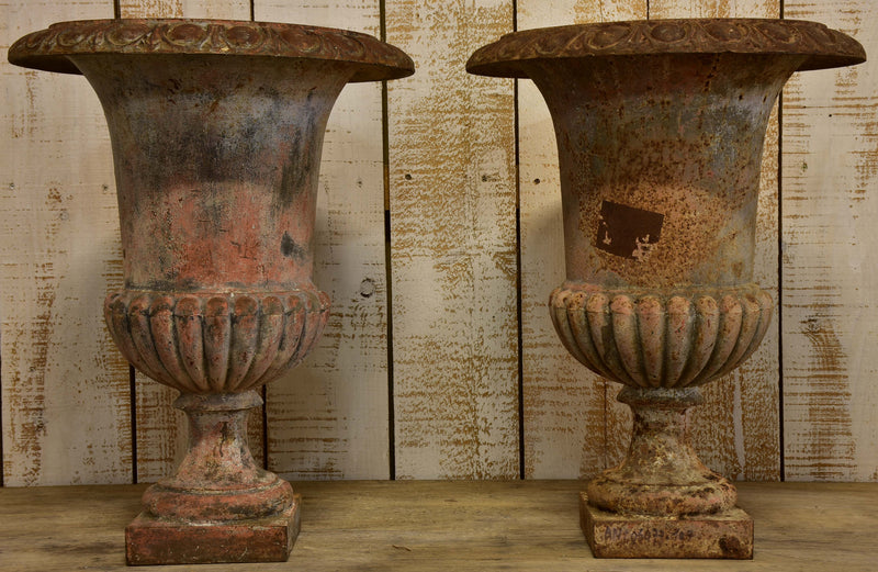 Pair of 19th century French Medici garden urns