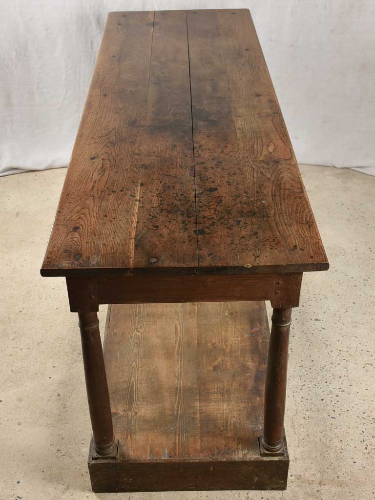 Antique Burgundy Drapery table with drawers