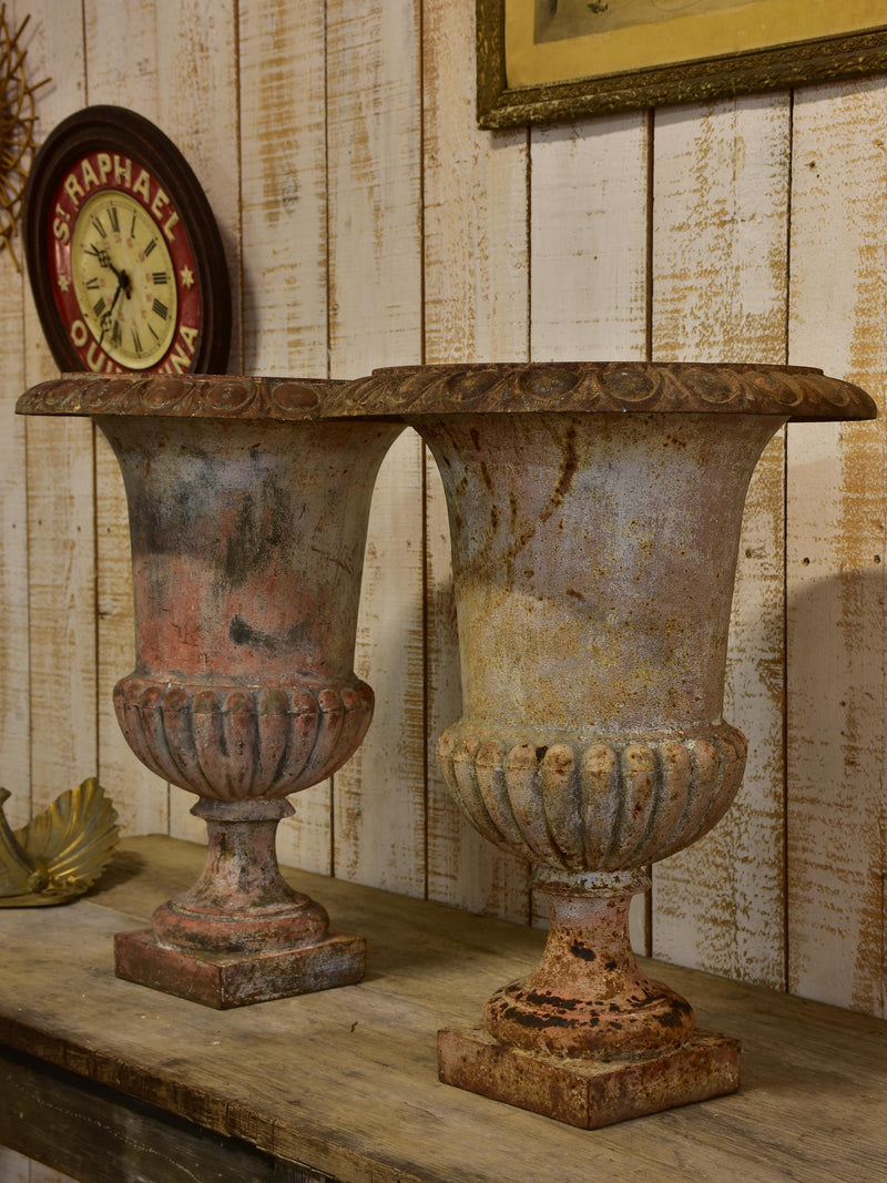 Pair of 19th century French Medici garden urns