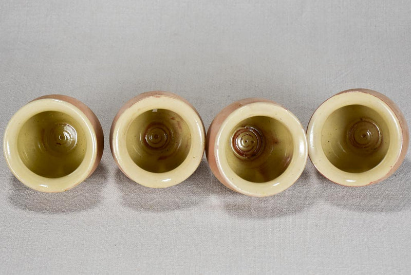 Collection of 4 small clay honey pots (12 available) 3¼"