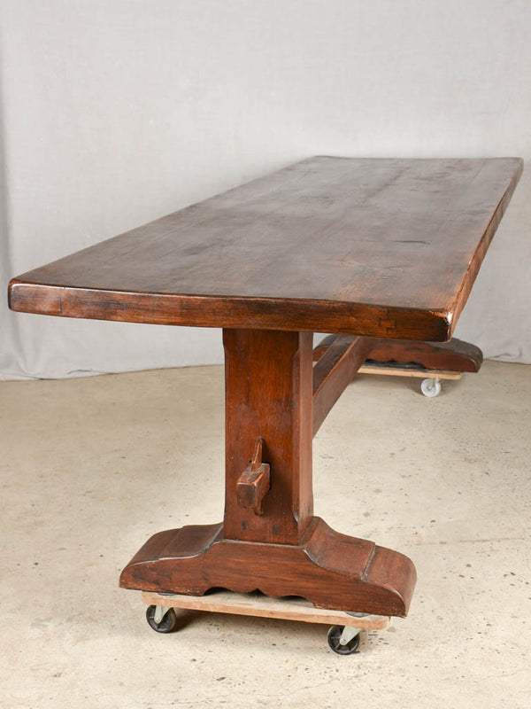 Large antique French oak monastery dining table 118½" x 34¾"