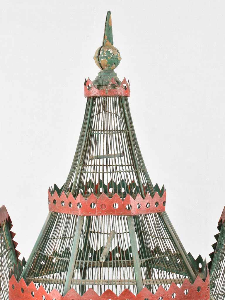 Rustic ornamental metal and wood birdcage