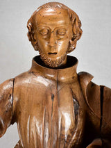 18th-century walnut religious sculpture of a monk 34¾"