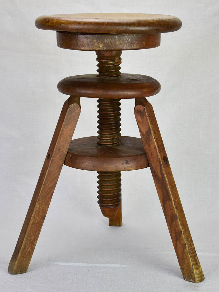 RESERVED ASHLEY Early twentieth century French adjustable stool from an atelier