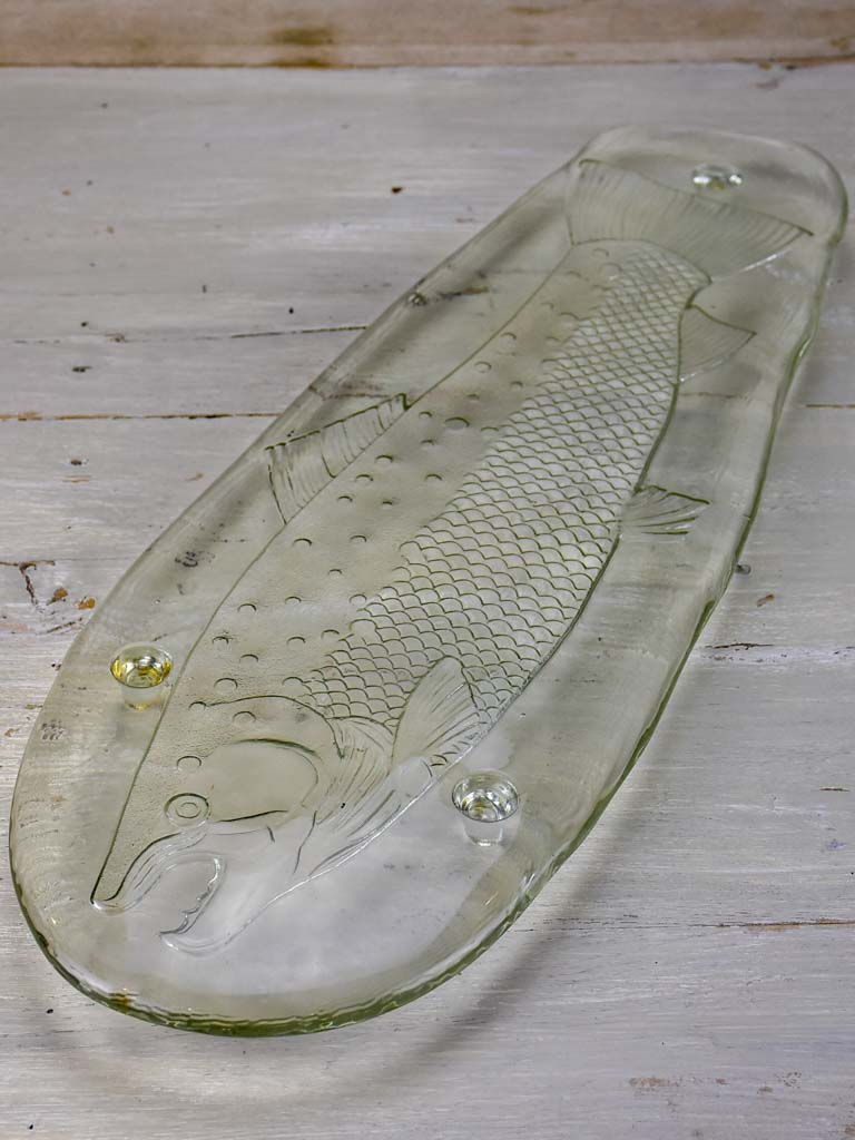 Vintage glass smoked salmon platter