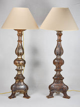 Pair of very large 18th-century candlestick lamps 41¾"