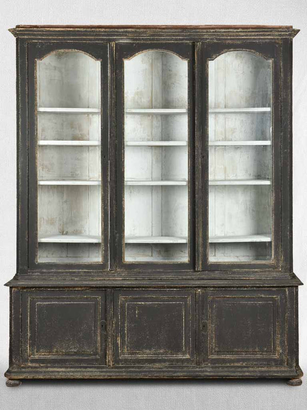 Antique French bookcase - glass door vitrine 89½" x  74¾" x 19¼"