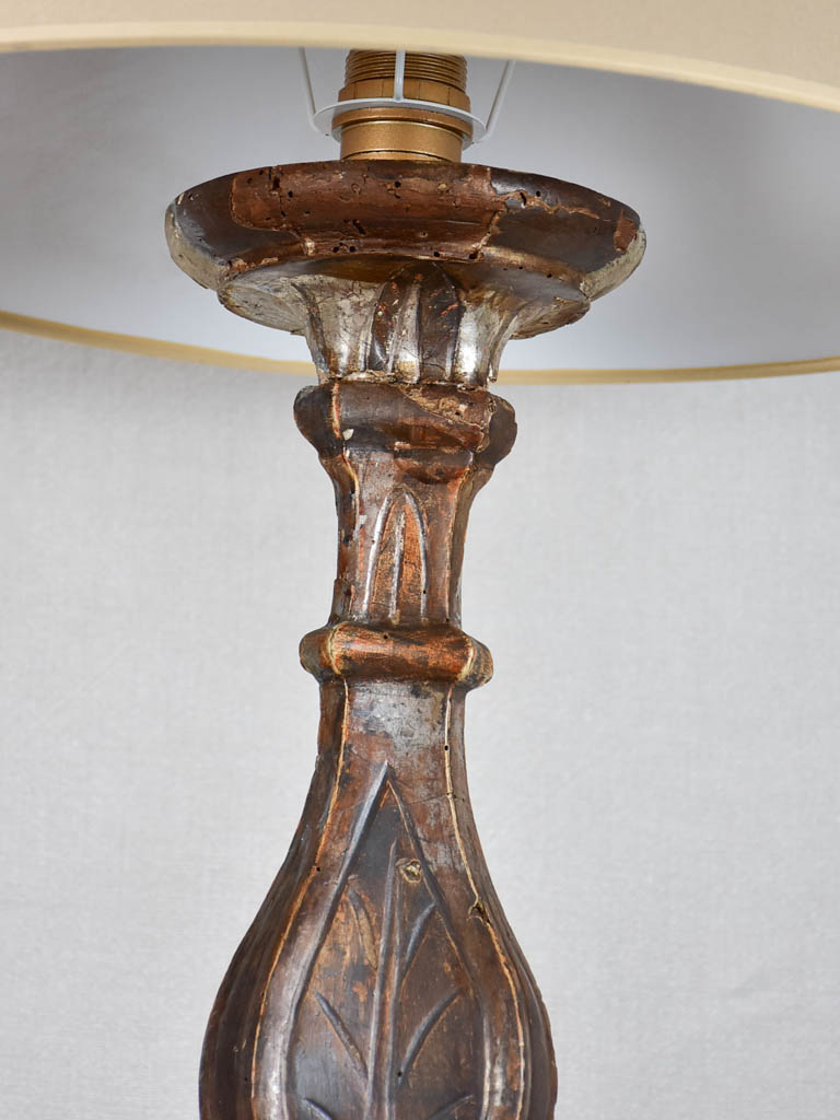 Pair of very large 18th-century candlestick lamps 41¾"