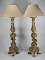 Pair of very large 18th-century candlestick lamps 41¾"