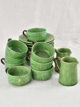 20 piece Dieulefit tea service with green glaze 1940s