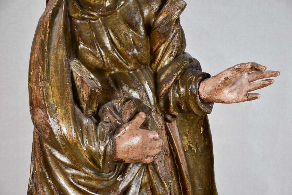 Antique repainted saint sculpture