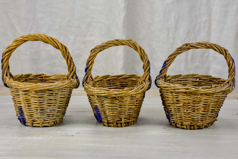 Two  antique French raspberry baskets