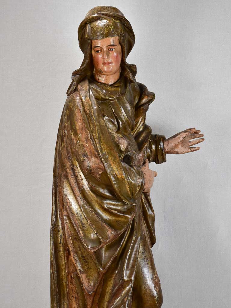 Aged wooden church religious sculpture