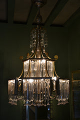 1950's chandelier with pink glass bells – two tier