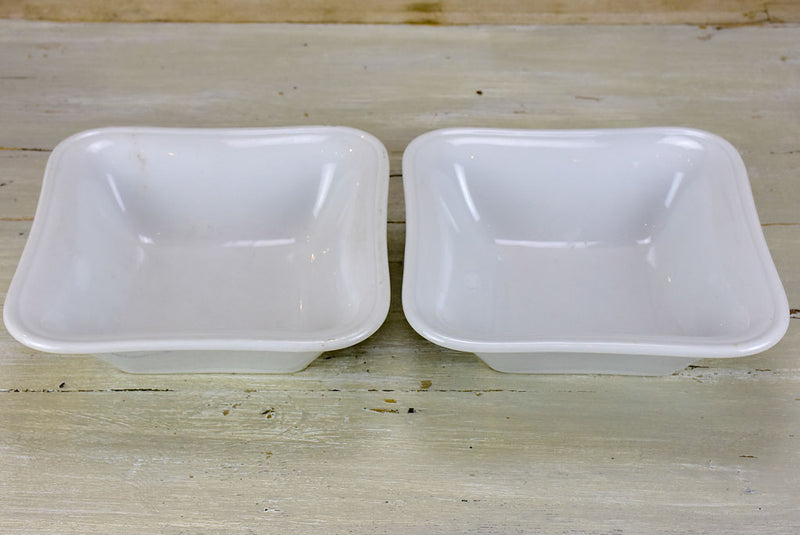 Pair of antique square white porcelain bowls
