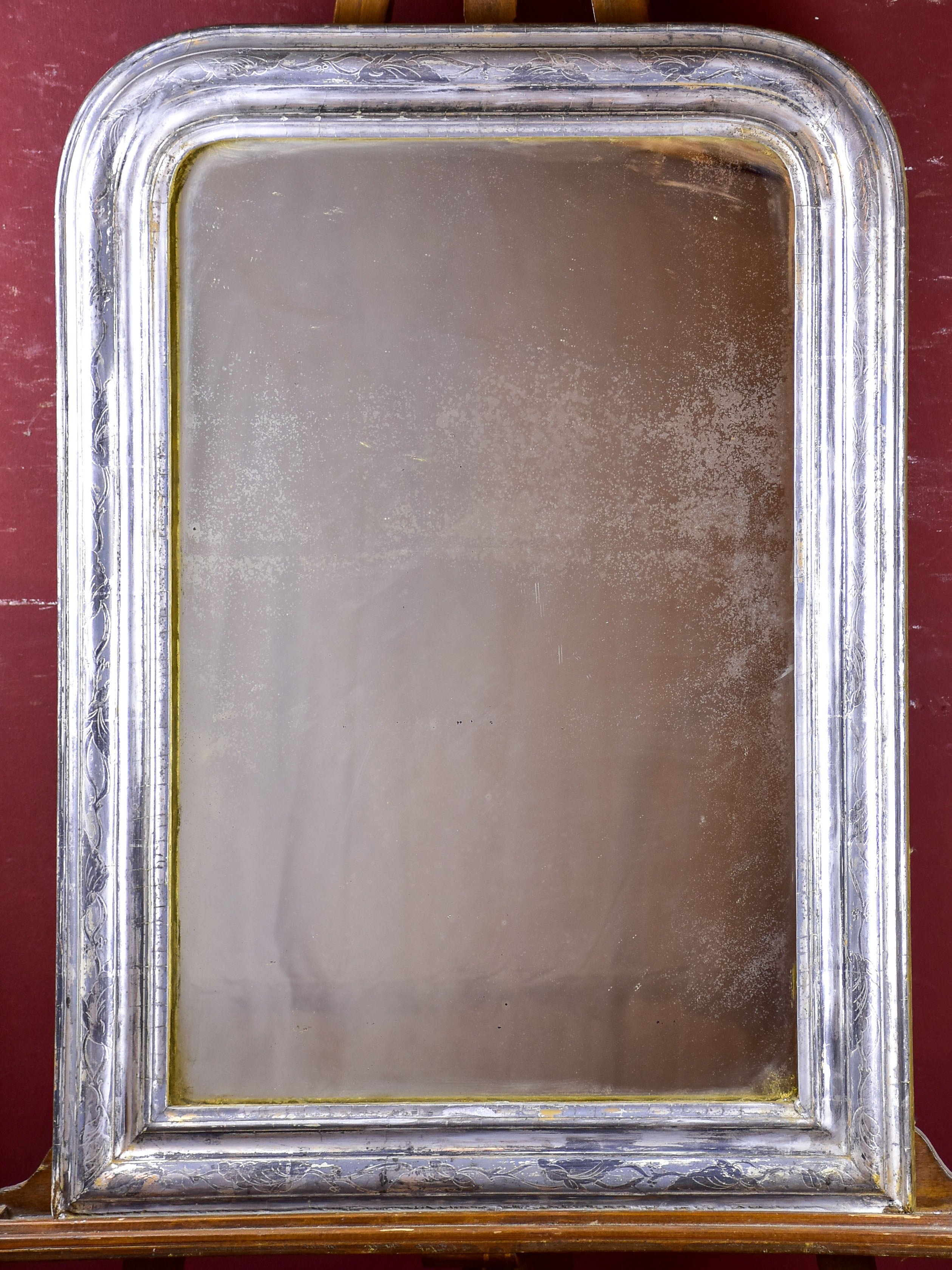 Antique French Louis Philippe mirror with silver frame