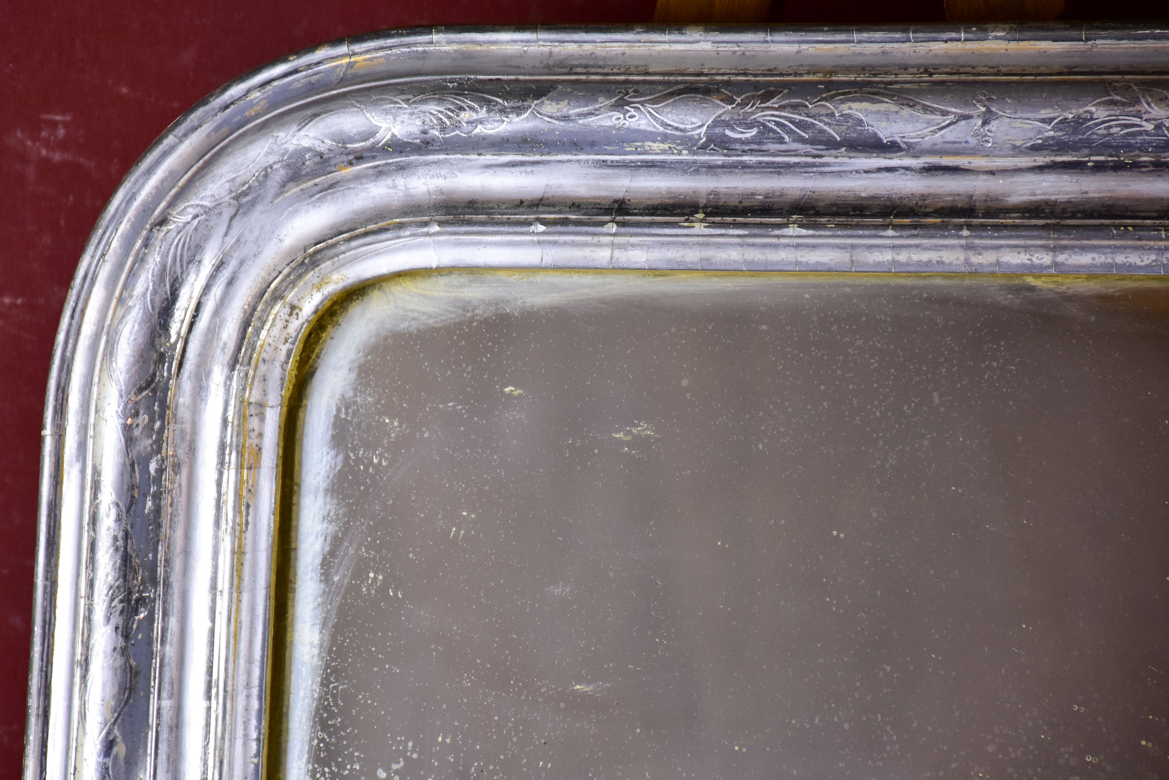 Antique French Louis Philippe mirror with silver frame