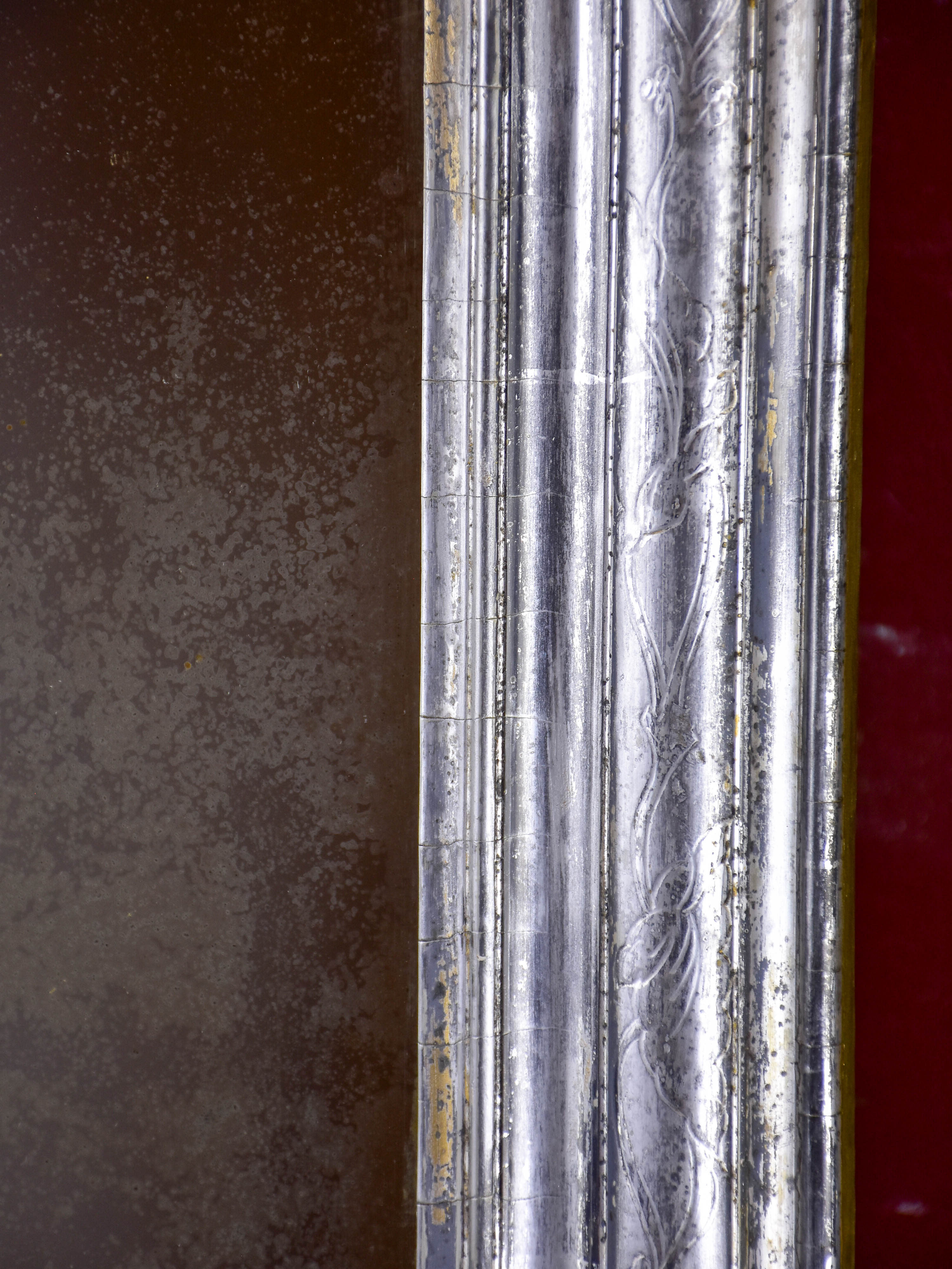 Antique French Louis Philippe mirror with silver frame