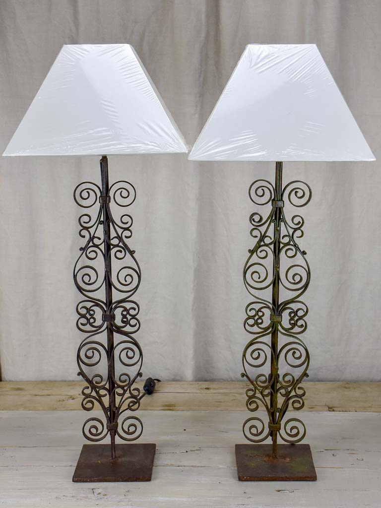 Pair of French table lamps made from architectural salvaged balusters
