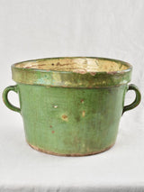 Green & yellow cache-pot / fish pot with 2 handles