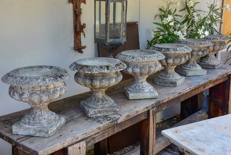 Collection of six antique French garden urns