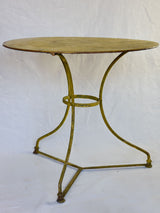 Antique French garden table with yellow patina - large 30¾"