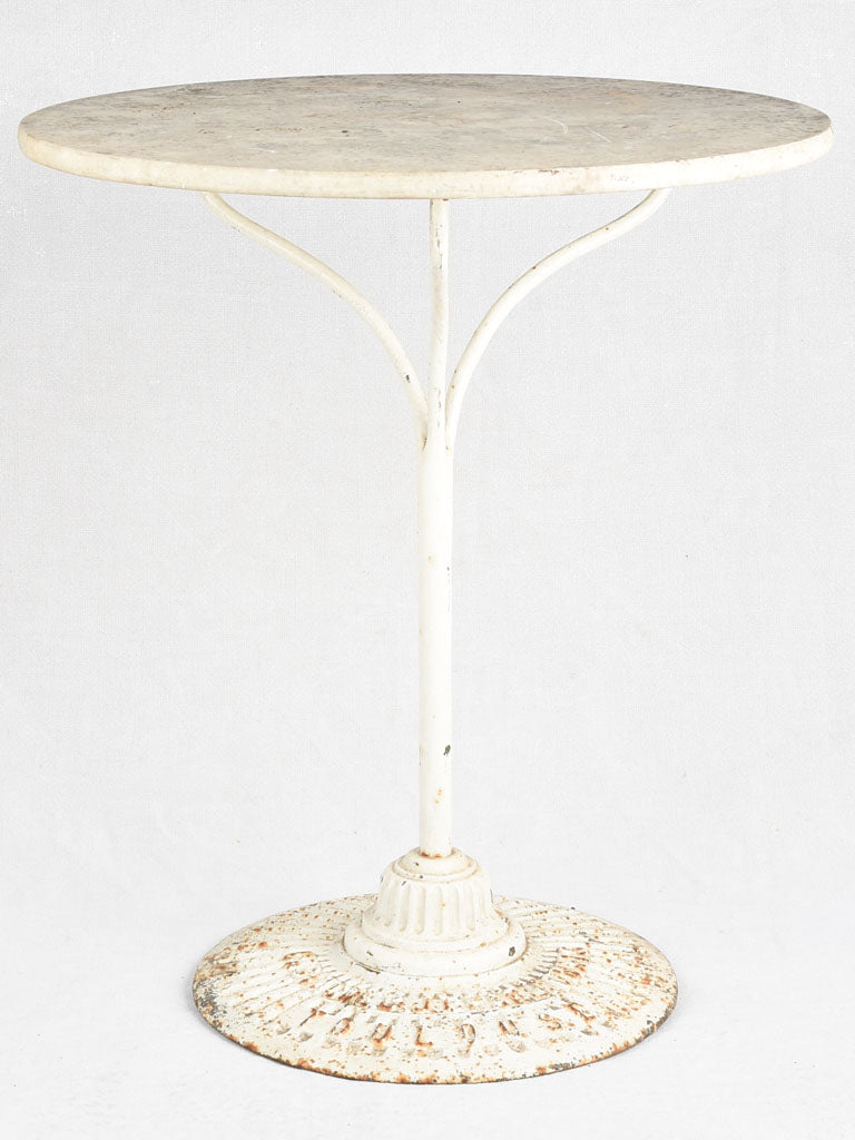 Antique French garden table - cast iron with marble