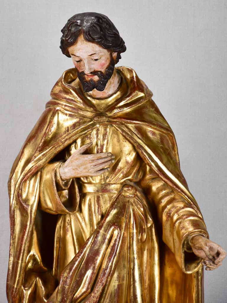 19th century religious statue of Saint Joseph - gilded paper mache 33½"
