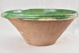 Very large tapered tian bowl with green glaze from South West France19¾"