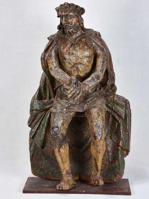 17th-century wooden sculpture - Christ in Bonds 28"