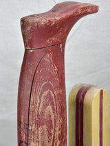 Large antique French wooden boot molds - red