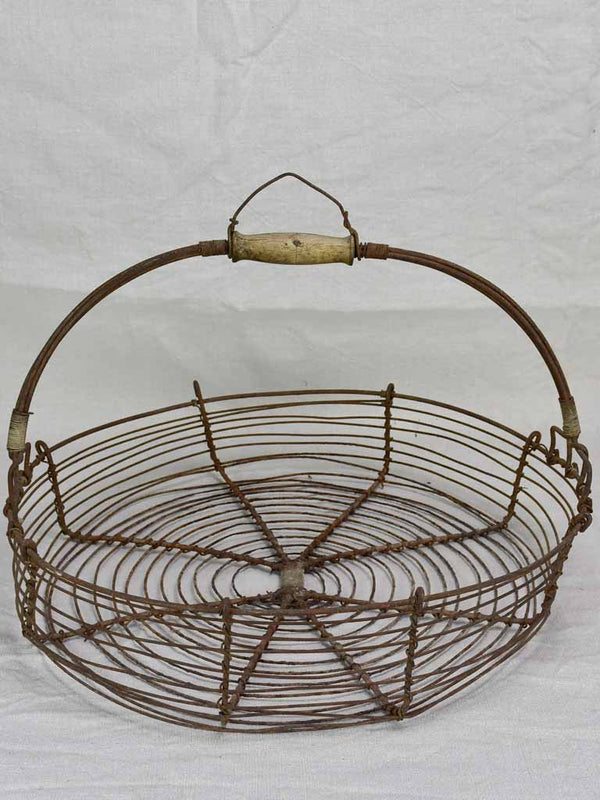 Large antique French wire harvest basket 19¼"