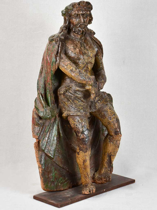 17th-century wooden sculpture - Christ in Bonds 28"