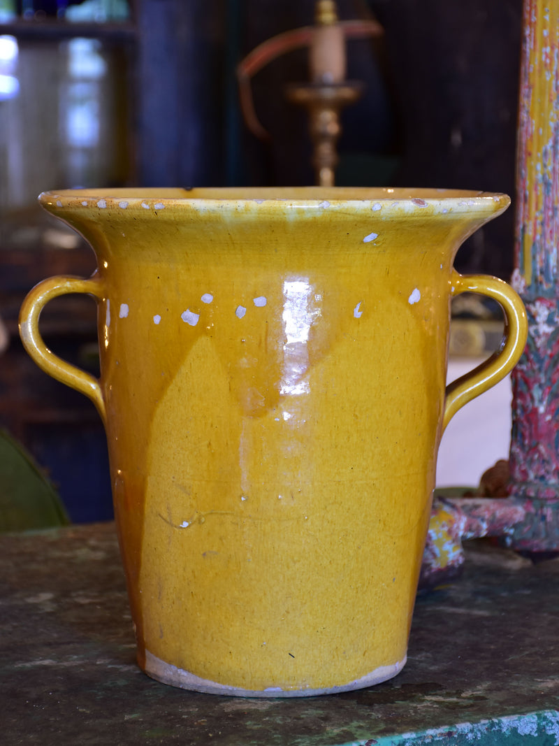 Vintage French vase with yellow glaze
