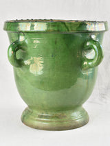 Antique French citrus planter with 4 handles & green glaze Castelnaudary 17¼"