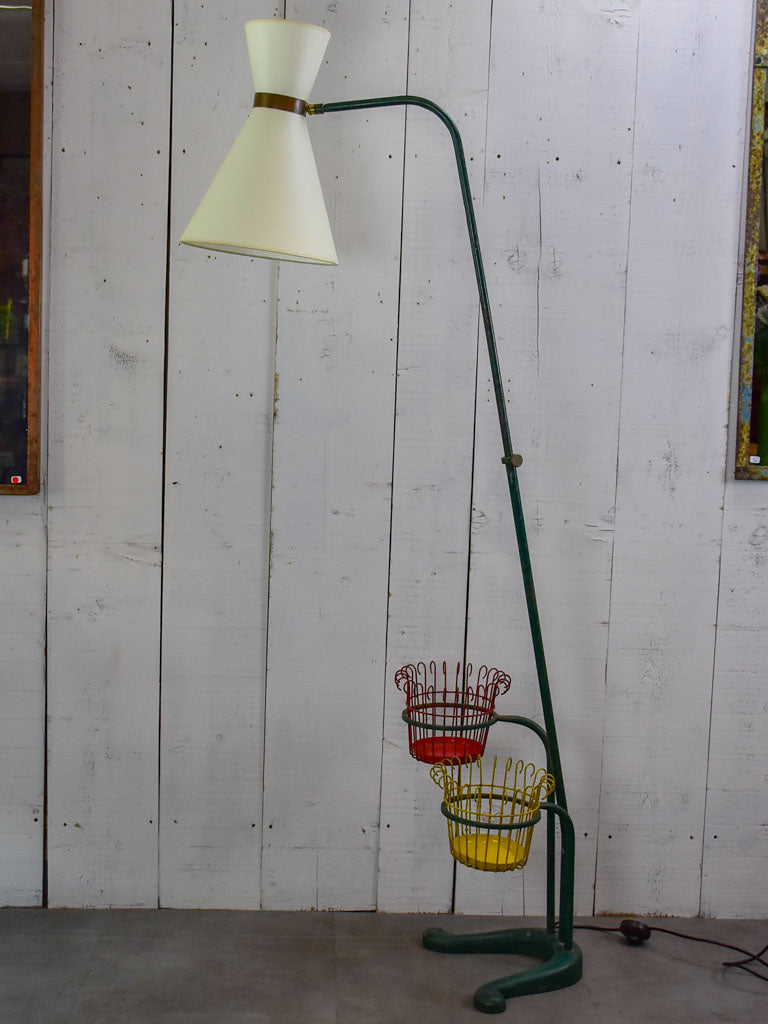 Mid century French floor lamp with pot plant stands