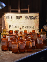 Set of 17 antique French apothecary glass jars