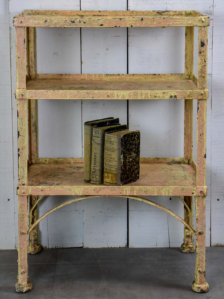 Antique French industrial shelving unit
