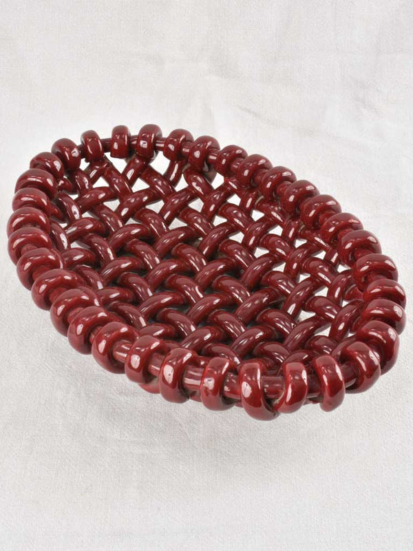 Vintage Jerome Massier Ceramic Woven Bowl