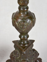 Pair of weighty bronze church candlesticks decorated with angels 26¾"