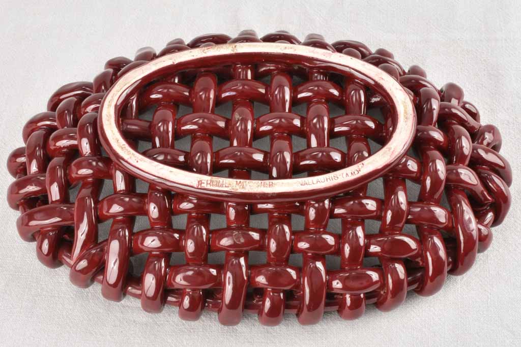 Renowned Massier Enameled Earthenware Basket