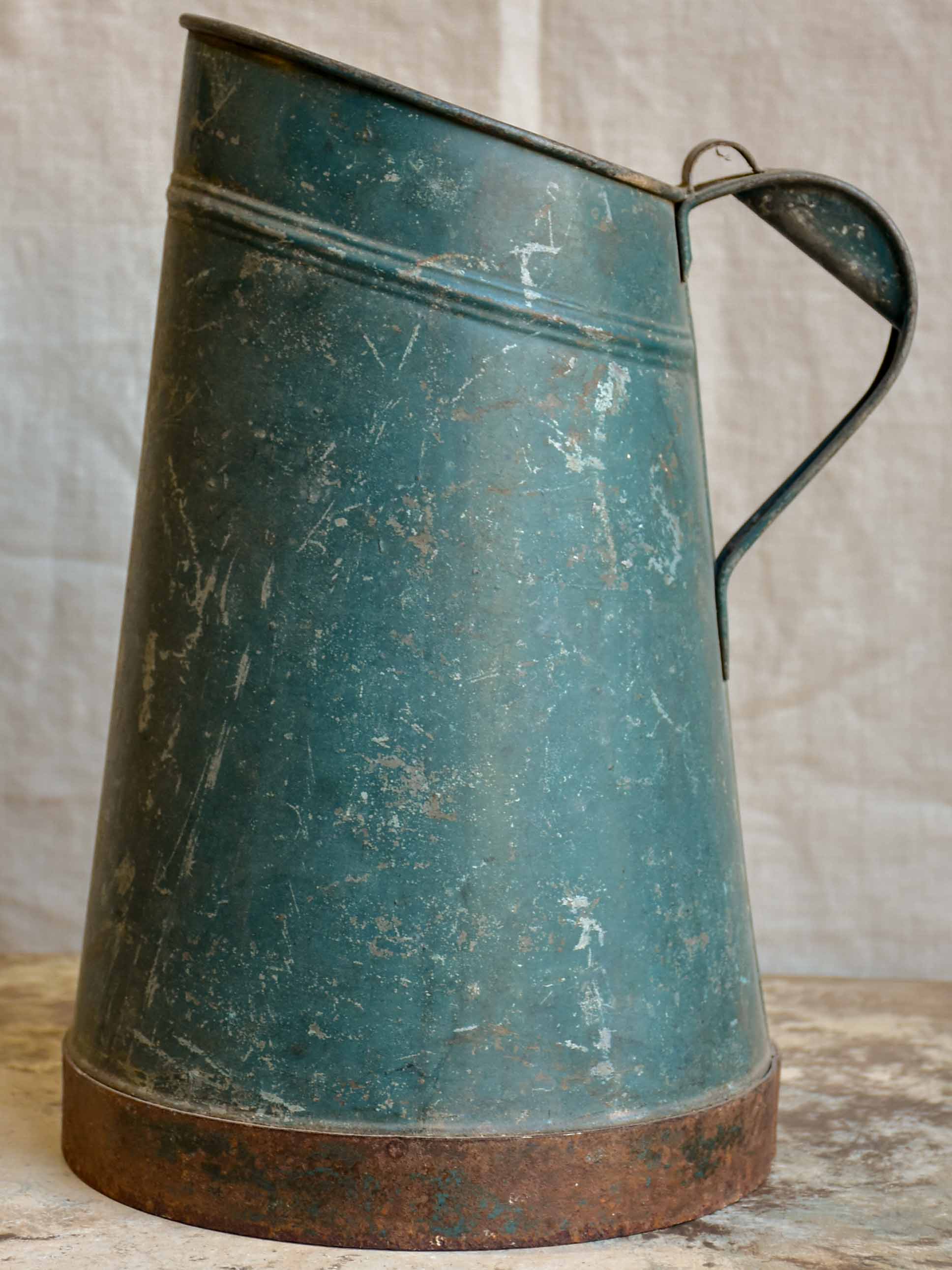 Antique French bathroom pitcher - zinc